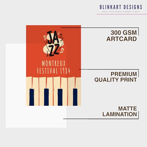 Image of BLINKART Jazz Montreux Festival Abstract Wall Art Painting Print Design |Aesthetic Wall Decor Photo Artwork Frame Decoration Hanging For Home Bedroom Living Room Office Wall Decor | T003 |13x10 Inches