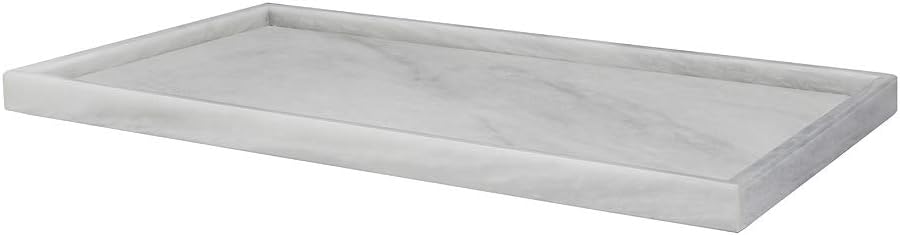 Natural Marble Stone Tray - Hand Carved, Polished Marble Bathroom Tray w/Non-Slip Rubber Pads Compact Marble Vanity Tray in 3 Shapes - Versatile, Luxury Stone Tray for Bathroom, Kitchen & More