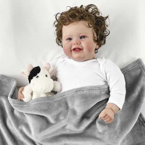 Image of CREVENT Cozy Plush Baby Security Blanket, Loveys for Baby Girls and Boys, Birthday (Elephant +Cow)