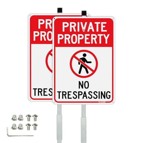 Panneaux No Trespassing extérieur aluminium rigide imperméable avec piquet de 137cm