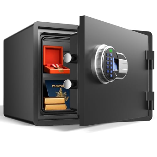 fireproof and waterproof biometric safe weighs 62 lbs,1.5 cu.ft. fire proof box for home,office,lock box,cabinet with fingerprint,silent mode,Anti-Theft