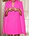 Zvmplyxn Pink Dress Jacket for Women Dressy Fashion Double Breasted V Neck for Work Professional Bodycon Solid Dress with Cape Sleeve for Teacher