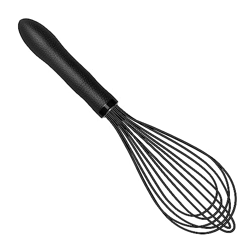 Teevea Silicone Whisk,Kitchen Silicone Whisks For Cooking Non Scratch,Wisking Tool Metal Wire Stainless Steel Whisk Egg Bread Silicone Wisk,Small Mini Heat Resistant Whisk 11-Inch,Black #TOP7
