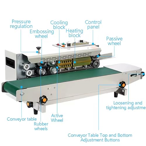 Sigillante automatico continuo a nastro con controllo digitale della temperatura per sacchetti e pellicole in PVC, ideale per imballaggi commerciali e di fabbrica