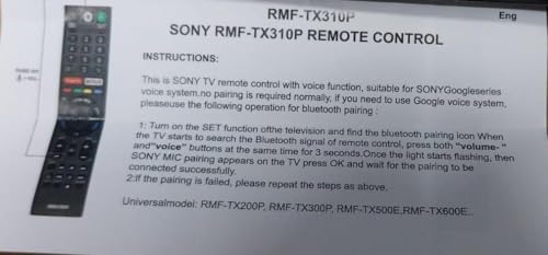 Image of TK ELECTRANICS Compatible for Sony TV Voice Remote for RMF-TX310P RMF-TX310C RMF-TX310T KD-43X7500F KDL-43W800F KD-43X8000G KD-49X8000G(Please Match The Image with Your Old Remote)(TKE-27A)