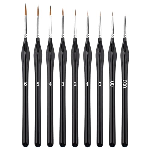 Annvchi Feine Pinsel Set 9 Acryl Pinselset Acrylfarben Pinsel Fein Malen Nach Zahlen Pinsel Verwendet für: Acryl- Aquarell- und Ölgemälde Malen Nach Zahlen Detailmalerei