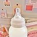 JHTPSLR Strawberry Bear Glass Sippy 11oz Kawaii Drinking Bottle for Adults Sports Office Cute Frosted Borosilicate Portable Water Jug (D)
