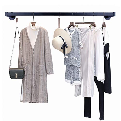 OROPY Rustic Square Tube Garment Rack, Wall Mounted Clothes Rod for Clothing Storage