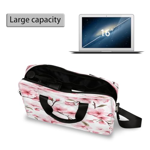 Maletín para laptop 15.6-16 pulg con flores rosa resistente al agua miniatura 5