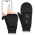 Gasumos Heated Gloves Mittens for Men Women, Rechargeable Hand Warmer Glove with Touchscreen, Electric Gloves for Raynauds, Outdoor Work, Hunting, Camping, Hiking(L)