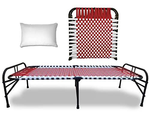 Image of ARTEMIST Single Folding Beds with Pillow Space Saving Super Sturdy Portable Foldable Beds Frame Slat, Perfect Replacement of Box Spring Beds 3X6 feet (Classic Bed & Pillow)