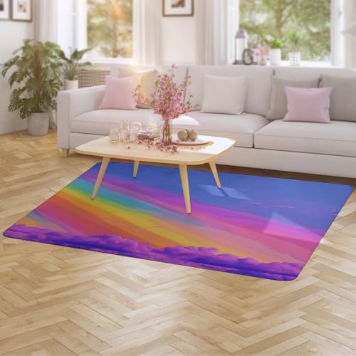 Tapis de salon arc-en-ciel en velours corail pour chambre et terrasse - 6