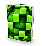 Book Sox Stretchable Book Cover: Jumbo Green Cube Print. Fits Most Hardcover Textbooks up to 9 x 11. Adhesive-Free, Nylon Fabric School Book Protector. Easy to Put On. Washable & Reusable Jacket.