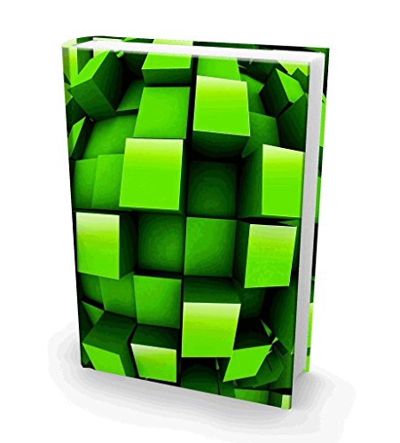 Book Sox Stretchable Book Cover: Jumbo Green Cube Print. Fits Most Hardcover Textbooks up to 9 x 11. Adhesive-Free, Nylon Fabric School Book Protector. Easy to Put On. Washable & Reusable Jacket.