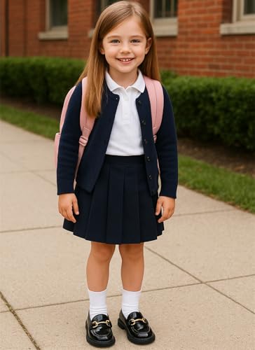 DADAWEN Toddler Little Kid Girls Loafers Slip On Flats Casual Boat Shoes Round Toe Wedding Church School Uniform Dress Shoes2