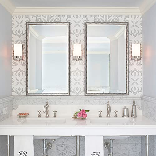 Deynite Bathroom Light Wall Sconces Lighting Set Of Two Brushed Nickel With Milky White Glass Shade #TOP1