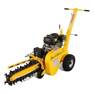 MechMaxx 420cc 15HP E-Start Gas Powered Cable Ditching Trencher, 24'' Trench Depth, 27pcs Carbide Alloy High-Pressure Teeths, TCR1500 (Yellow)