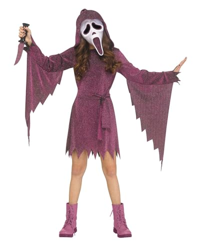 Disfraz Ghost Face para niñas rosa con pedrería miniatura 1