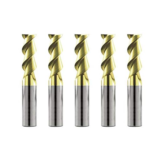 SPEED TIGER IAE5 Carbide Square Nose End Mill with ZrN Coating for Aluminum Applications - 2 Flute - IAE5-1/4"2T-ZrN - Made in Taiwan (5 Pieces, 1/4")