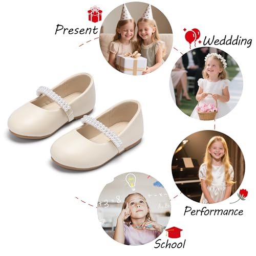 Image of PHIRAMIN Tollder Girl Dress Shoes - Little Girl Ballet Flats for Wedding Party