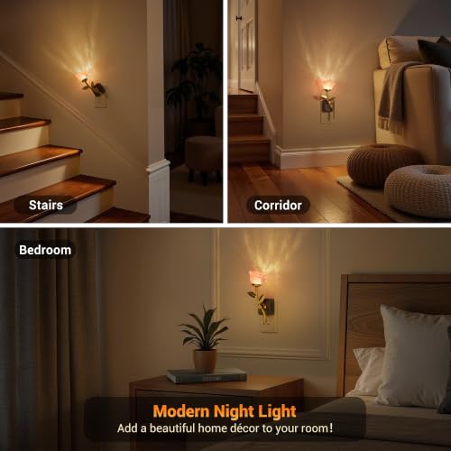 Image of JandCase Night Light, Night Lights Plug into Wall, Rose Crystal Nightlight