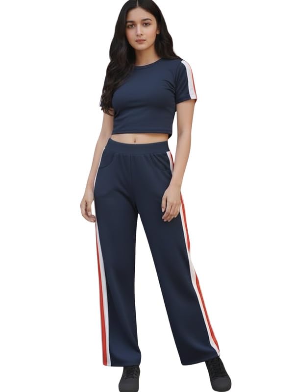 Women's Polyester Blend Styled With Shoulder Side Taped Tracksuit | Co-ord Set For Women| Active Wear Suit Set For Women-image-8