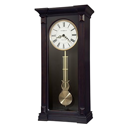 Howard Miller Mia Wall Clock 625-603 – Worn Black Home Decor with Quartz Single-Chime Movement