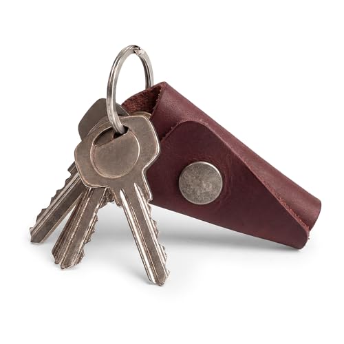 Image of Hide & Drink Full Grain Leather Wrap Keychain, Organizer Snap Closure, Key Ring Cover, Silencer Sleeve Key Holder for Men