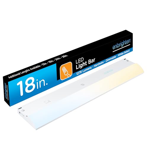 Image of Enbrighten 18 Inch Hardwired Under Cabinet Light with 5 Color Temperatures | Dimmable 1275 Lumens, Soft White to Daylight Lighting, Linkable Under Cabinet Lighting for, Kitchen ETL Listed