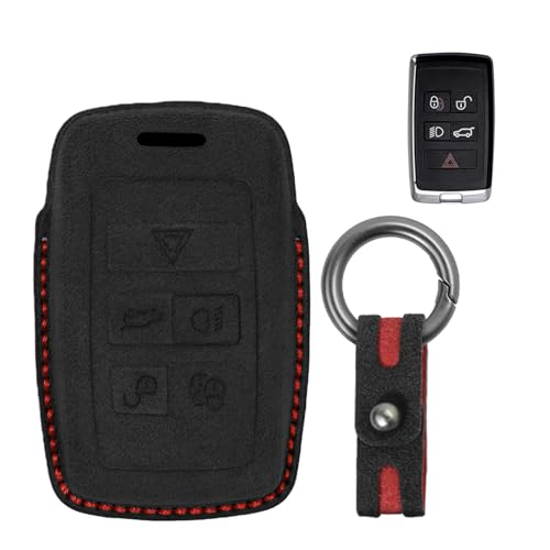 Coque de clé en daim pour Range Rover Velar Discovery Defender étui clé Jaguar noir