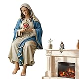 Estatua De La Virgen María En Resina, Figura Católica, Decoración Pintada A Mano, Escultura De Nuestra Señora De La Virgen María Para El Hogar, Oficina, Estantería, Chimenea, TV, Cuerno