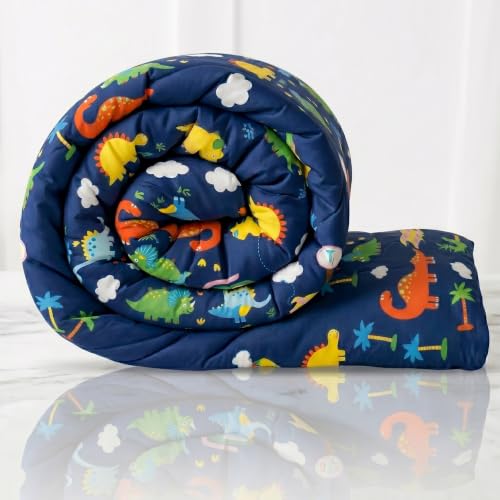 Image of Filymore Danasour Comforter for Kids Boys - Cute Cartoon Print Single Bed Blanket, Microfiber Dohar for Boys & Girls | Soft Kids Winter & Summer Quilt | 60x90 Inches (Blue)