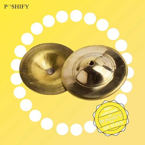 Image of Brass Manjira (Pack of 1 Set)- Traditional Indian Handcrafted Brass Cymbals for Devotional Songs, Bhajans, Classical Music, and Cultural Events - 77