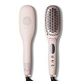Lupilina®（ルピリーナ）ヒートブラシ プラズマイオン ヘアアイロン ブラシ 朝3分とかすだけでストレート ツヤ感UP 摩擦ダメージ抑制 (グレージュ  通常)