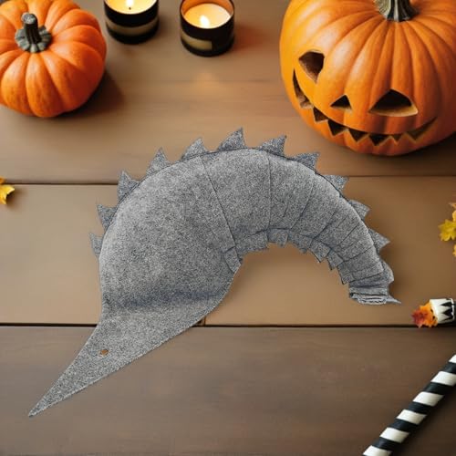 Chapeau sorcière gris polyvalent tenue Halloween confortable avec queue de rhinocéros
