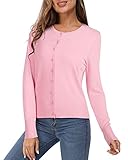 VOTEPRETTY Pink Cardigans for Women UK Lightweight Ladies Short Top Sweater Jumper Knitwear Shrugs(Pink,M)