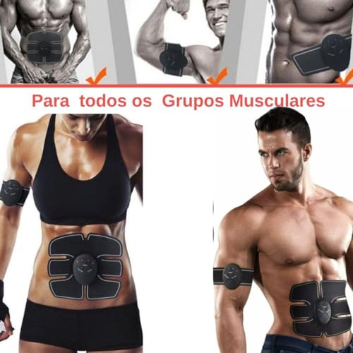 Estimulador Abdominal Tonificador Muscular Elétrico Braço Pernas 3 em 1 + Hand Grip - Kit Exercício