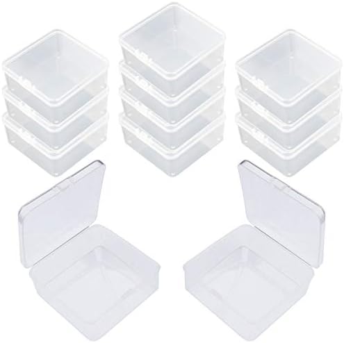 Goodma 30 Pieces Square Empty Mini Clear Plastic Organizer Storage Box Containers with Hinged Lids for Small Items and Other Craft Projects (55 x 55 x 35 mm)