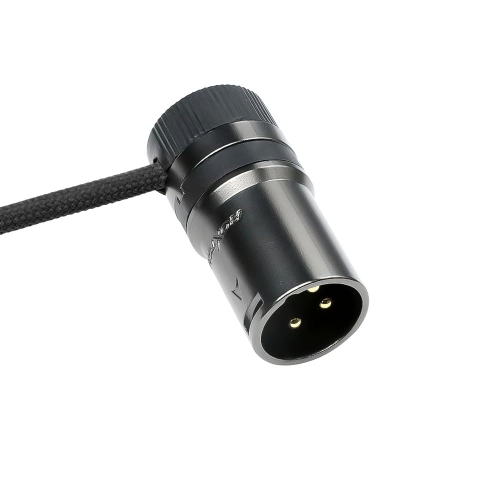 Alvin's Cables Cable XLR giratorio de perfil bajo macho de 3 pines macho a hembra flexible, reforzado con aramida para Sony | Canon | Blackmagic Pro Cameras & Studio Audio (Black)