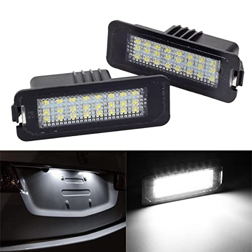 Partsam Led License Plate Light Compatible With Vw Golf 4 5 6 Eos Gti Mk4 Mk5 Ma294 License Plate Tag Lamps With 6000K Super Bright Canbus Error Free 24X 3528 Led Chips, White #TOP6