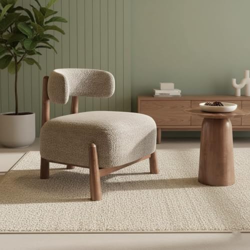 Image of Lakdi The Furniture Luxury Lounge Chair with Upholstered Fabric, Solid Wood Frame & Soft Padded Single Sofa with Natural Wood Legs | 5 Years Warranty | Free Assembly - 15185250