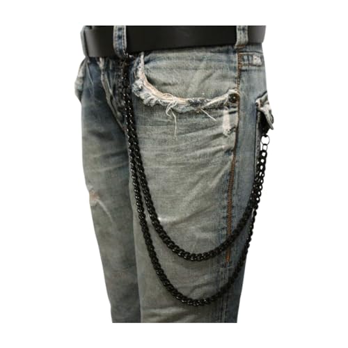 Men Wallet Chain Biker Long Fashion Jeans Keychain Strand Motorcycle Link 2 Strands Black2