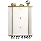 GZHERVICES Moderner Schuhaufbewahrungsschrank, Mit 3 Klappbaren Schubladen, Schmaler Schuhschrank Für Eingangsbereich, Flur Und Schlafzimmer, (Farbe : Weiß, Größe : 50x17x120cm)