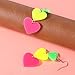 80s Neon Earrings for Women 1 Pair Colorful Lightning Hoop Stud Earrings Candy Color Acrylic Neon Heart Earring Pendant for 80 s 90s Outfit Glow Party 80s Accessories Jewelry - Pink Yellow Green