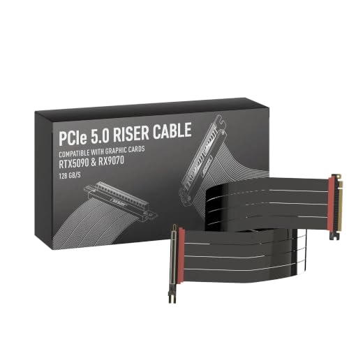 LINKUP PCIE 5.0 Riser Cable | (Used) | for Vertical GPU Mount | Right Angle | Graphics Card GPU Ready | Usable with PCIe 4.0 &amp; RX 9070/ RTX5090 | 90cm (Total Length: 94cm)