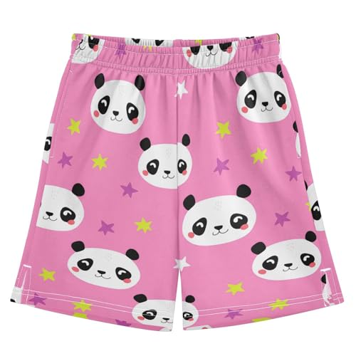 J JOYSAY Panda Star Pink Boys Athletic Shorts Kids Youth Casual Shotrs with Elastic Waistband Pockets