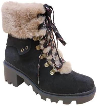 VacationGrabs Vini-Fur Combat Boots Womens - BLACK / 6