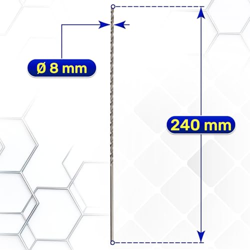 HSS Metallbohrer Lang Ø 8mm 240mm aus Gehärteter Legierter Stahl M2 - HSS Bohrer Profi Kann Verwendet Werden für Eisen Stahl Edelstahl Nichteisenmetalle - MONTERAL