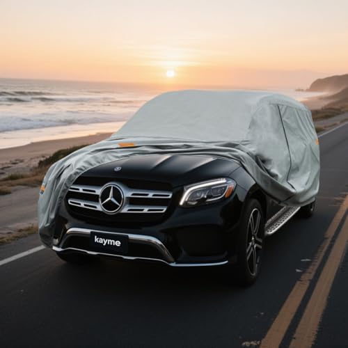 Image of Kayme Heavy Duty SUV Car Cover Custom Fit Mercedes Benz GLS 350 450 580 600 /AMG GLS 63 /Maybach GLS 600​ ​ Waterproof All Weather for Automobiles, Full Exterior Covers Sun Rain UV Protection.