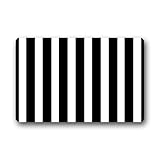 Qearl Custom Black White Stripe Door Mats Cover Non-Slip Machine Washable Outdoor Indoor Bathroom Kitchen Decor Rug Mat